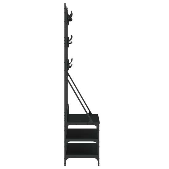 Camrose Wooden Clothes Rack With Shoe Storage In Black