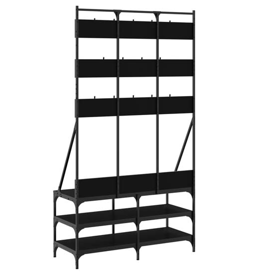 Camrose Wooden Clothes Rack With Shoe Storage In Black