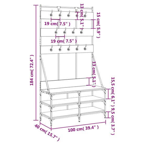 Camrose Wooden Clothes Rack With Shoe Storage In Black