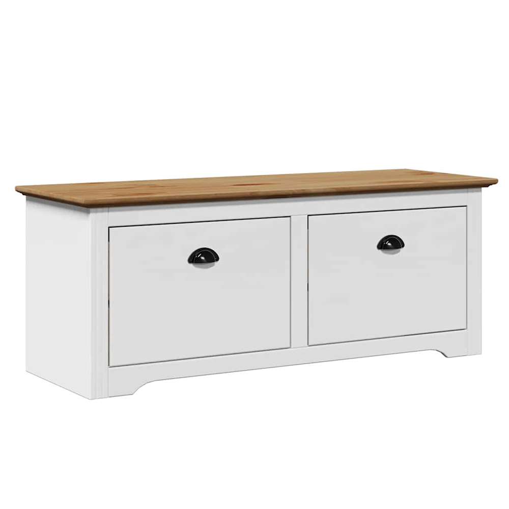 Camrose Wooden Hallway Seating Bench With 2 Drawers In Brown White