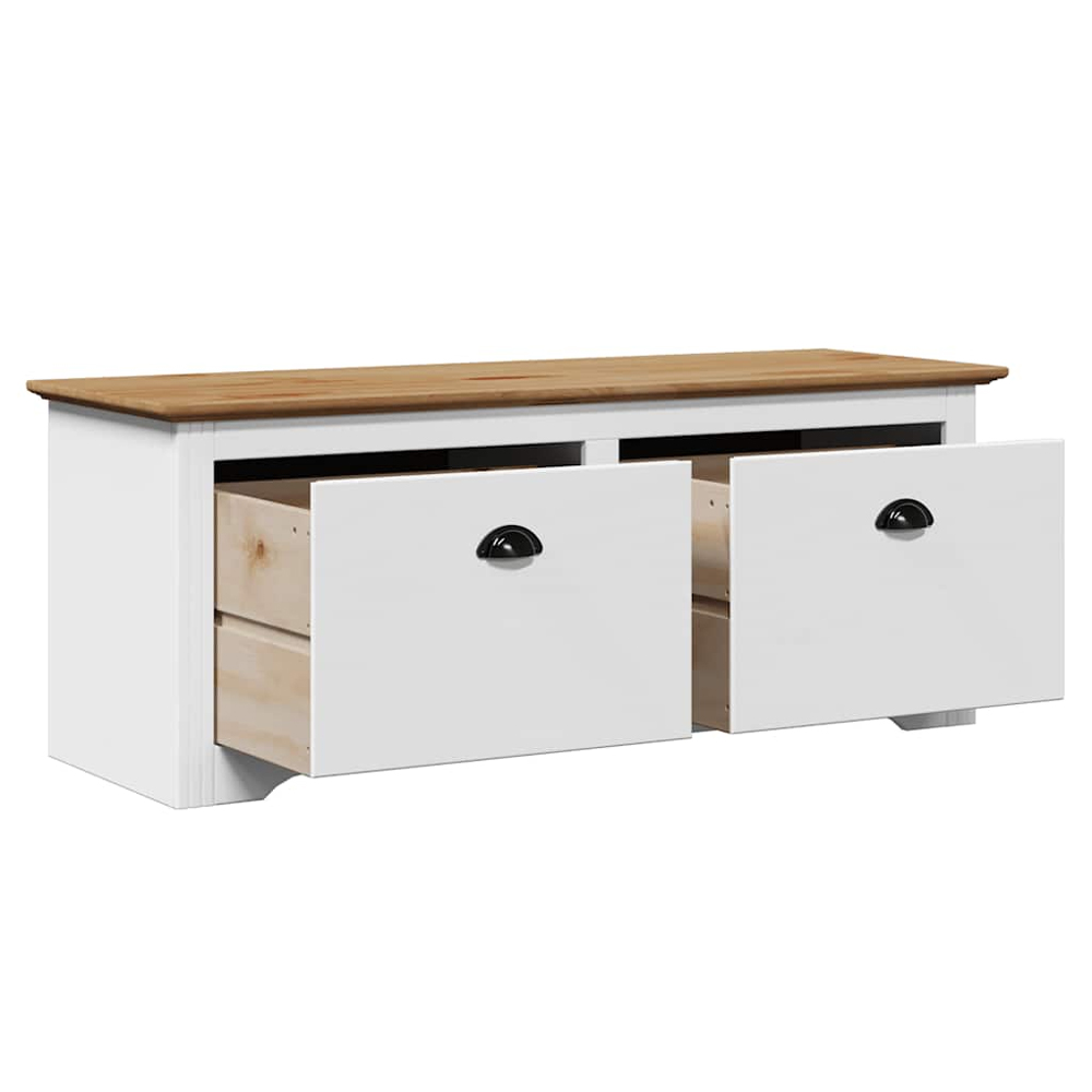Camrose Wooden Hallway Seating Bench With 2 Drawers In Brown White