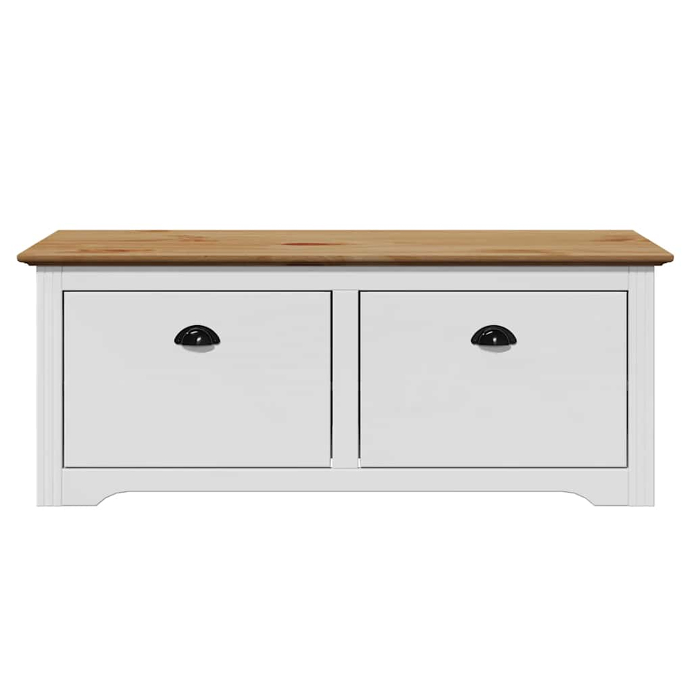Camrose Wooden Hallway Seating Bench With 2 Drawers In Brown White