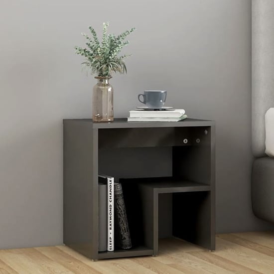 Canaan High Gloss Bedside Cabinet In Grey