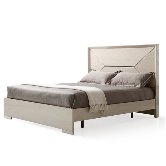 Canaria Double Bed In Cream Walnut High Gloss_2
