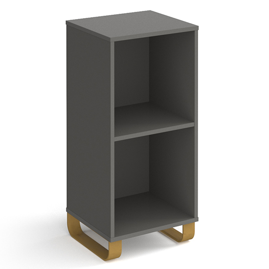Canary Low Wooden Shelving Unit In Onyx Grey And 2 Shelves FiF