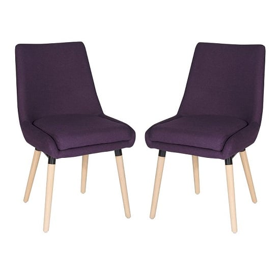 Canasta Fabric Reception Chair In Plum With Wood Legs In Pair
