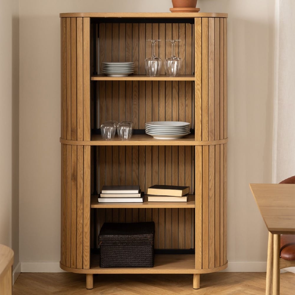 Product photograph of Canbay Wooden Bookcase With 4 Shelves In Oak from Furniture in Fashion