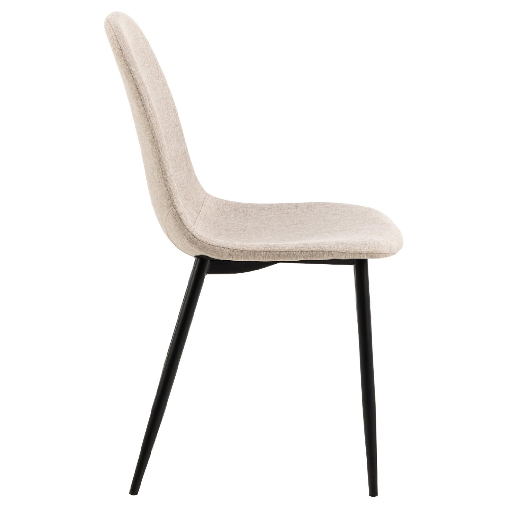Canby Beige Fabric Dining Chairs With Black Legs In Pair