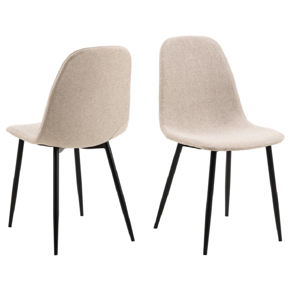 Product photograph of Canby Beige Fabric Dining Chairs With Black Legs In Pair from Furniture in Fashion