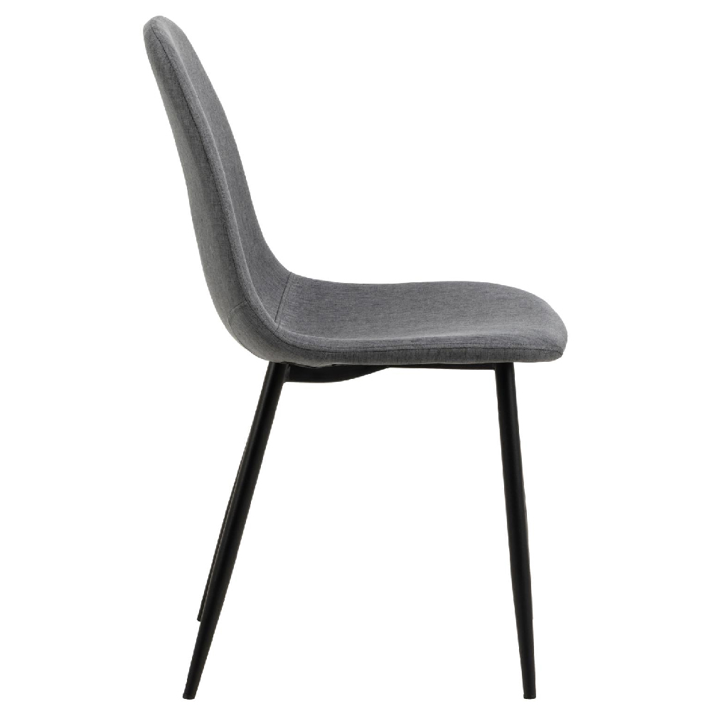 Canby Dark Grey Fabric Dining Chairs With Black Legs In Pair