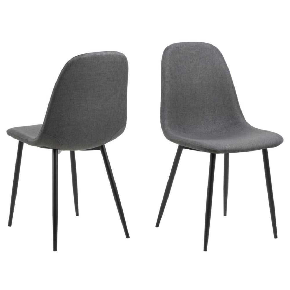 Product photograph of Canby Dark Grey Fabric Dining Chairs With Black Legs In Pair from Furniture in Fashion