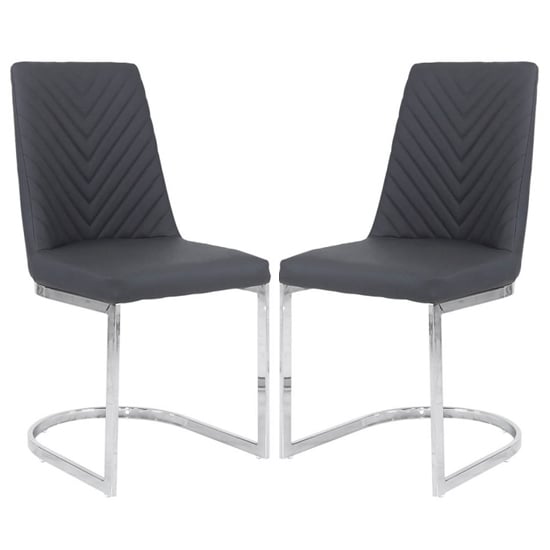 Product photograph of Canby Grey Faux Leather Dining Chairs In Pair from Furniture in Fashion
