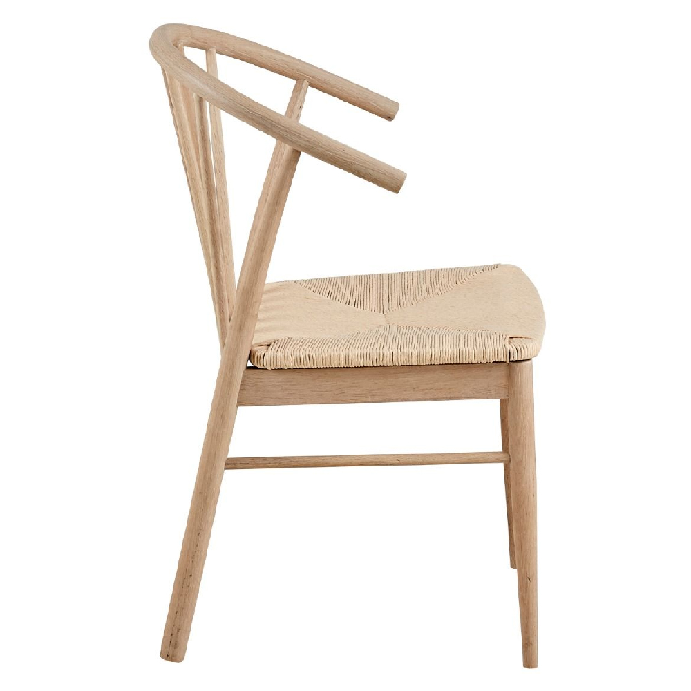 Canby White And Oak Wooden Dining Chairs With Armrest In Pair