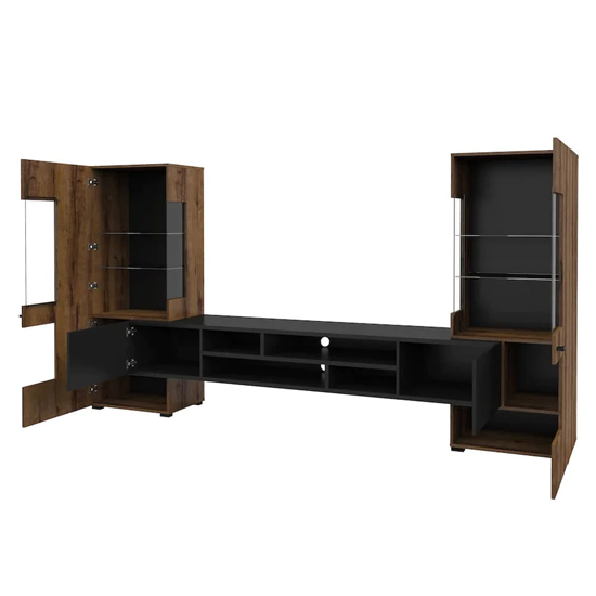 Canby Entertainment Unit In Monastery Oak And Black With LED