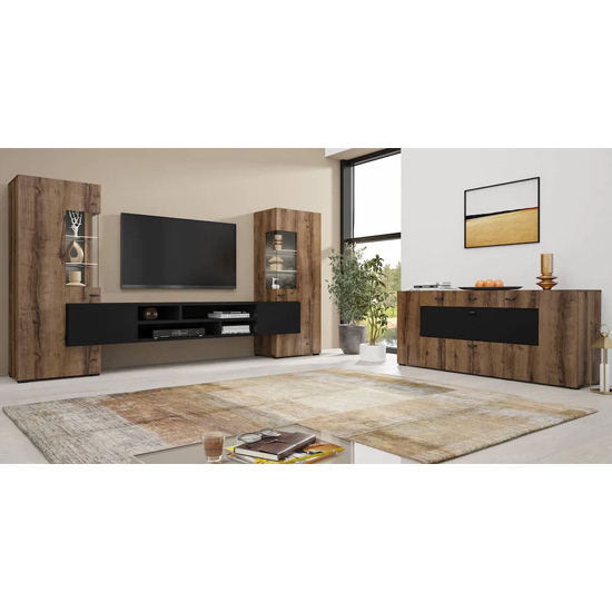 Canby Entertainment Unit In Monastery Oak And Black With LED