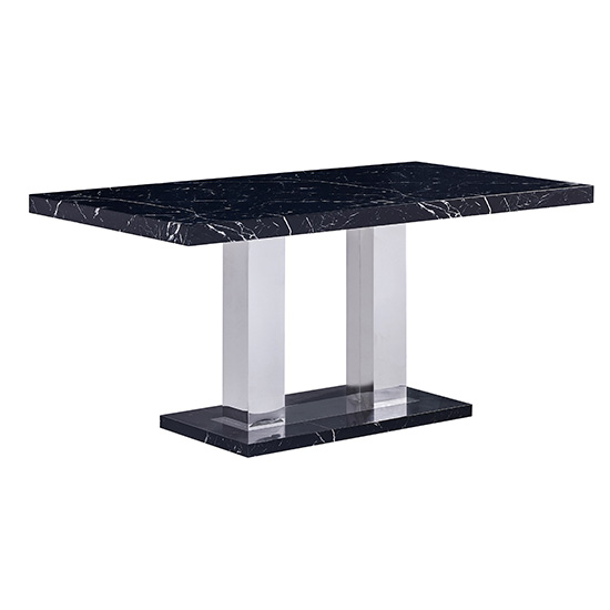 Candice Milano Marble Effect Dining Table 6 Vesta Black Chairs_3