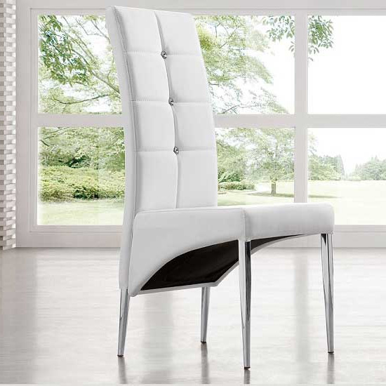 Candice Milano Marble Effect Gloss Dining Table 6 White Chairs FiF