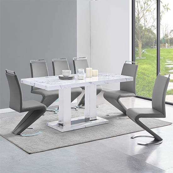 Read more about Candice diva marble effect dining table 6 summer grey chairs