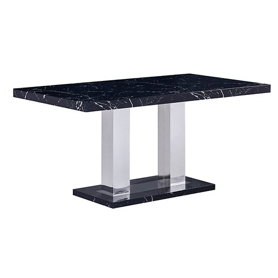 Candice Milano Marble Effect Dining Table 6 Paris Black Chairs_3