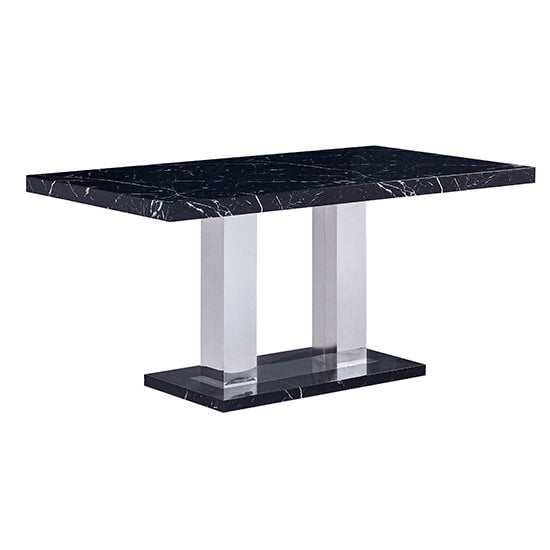 Candice Milano Marble Effect Dining Table 6 Paris Black Chairs