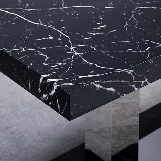 Candice Milano Marble Effect Dining Table 6 Paris Black Chairs