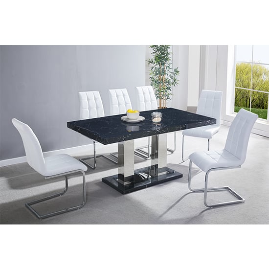 Read more about Candice milano marble effect dining table 6 paris white chairs