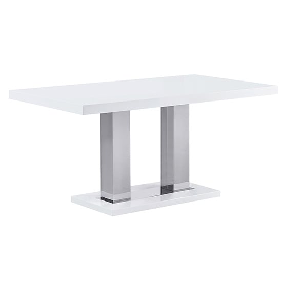 Candice Glass Top High Gloss Dining Table In White_2
