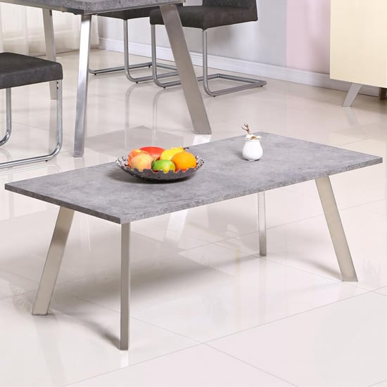 Photo of Candie wooden coffee table with steel legs in concrete effect