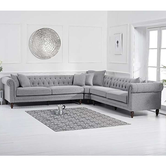Candila Large Linen Fabric Upholstered Corner Sofa In Grey_2