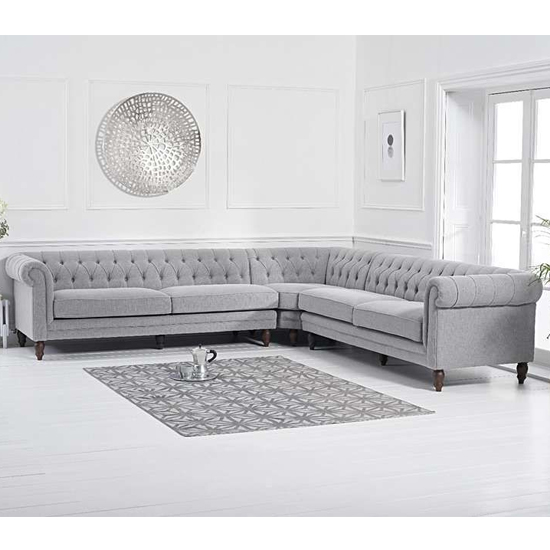 Candila Large Linen Fabric Upholstered Corner Sofa In Grey_3