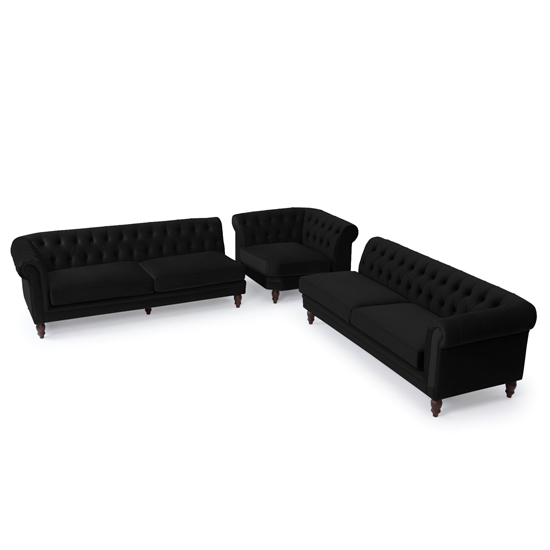 Candila Large Velvet Upholstered Corner Sofa In Black_4