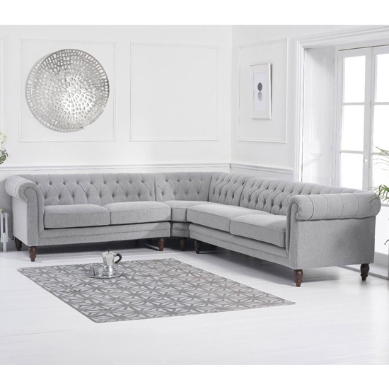 Candila Medium Linen Fabric Upholstered Corner Sofa In Grey_2