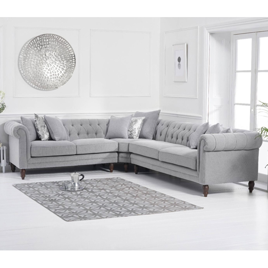 Candila Medium Linen Fabric Upholstered Corner Sofa In Grey_1