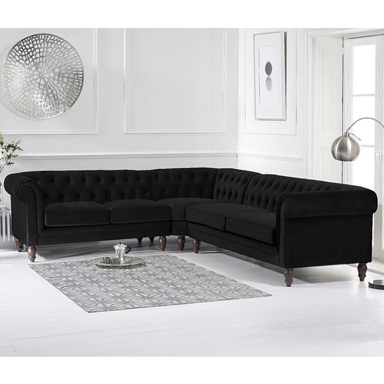 Candila Medium Velvet Upholstered Corner Sofa In Black_2
