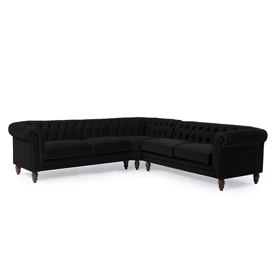 Candila Medium Velvet Upholstered Corner Sofa In Black_3