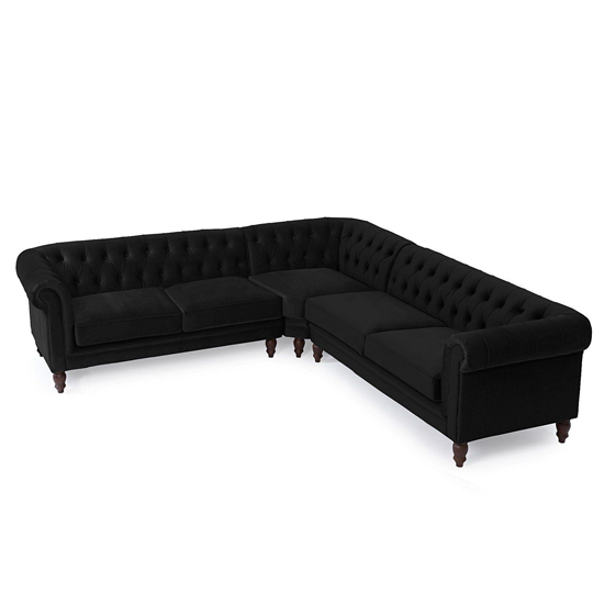Candila Medium Velvet Upholstered Corner Sofa In Black_4