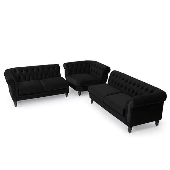 Candila Medium Velvet Upholstered Corner Sofa In Black_6