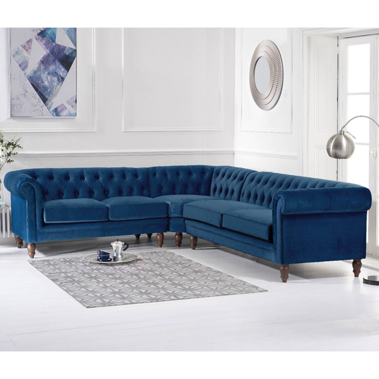 Candila Medium Velvet Upholstered Corner Sofa In Blue_2