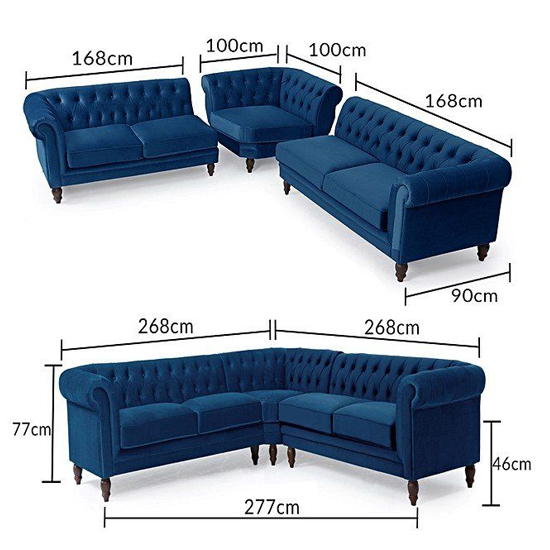 Candila Medium Velvet Upholstered Corner Sofa In Blue_3