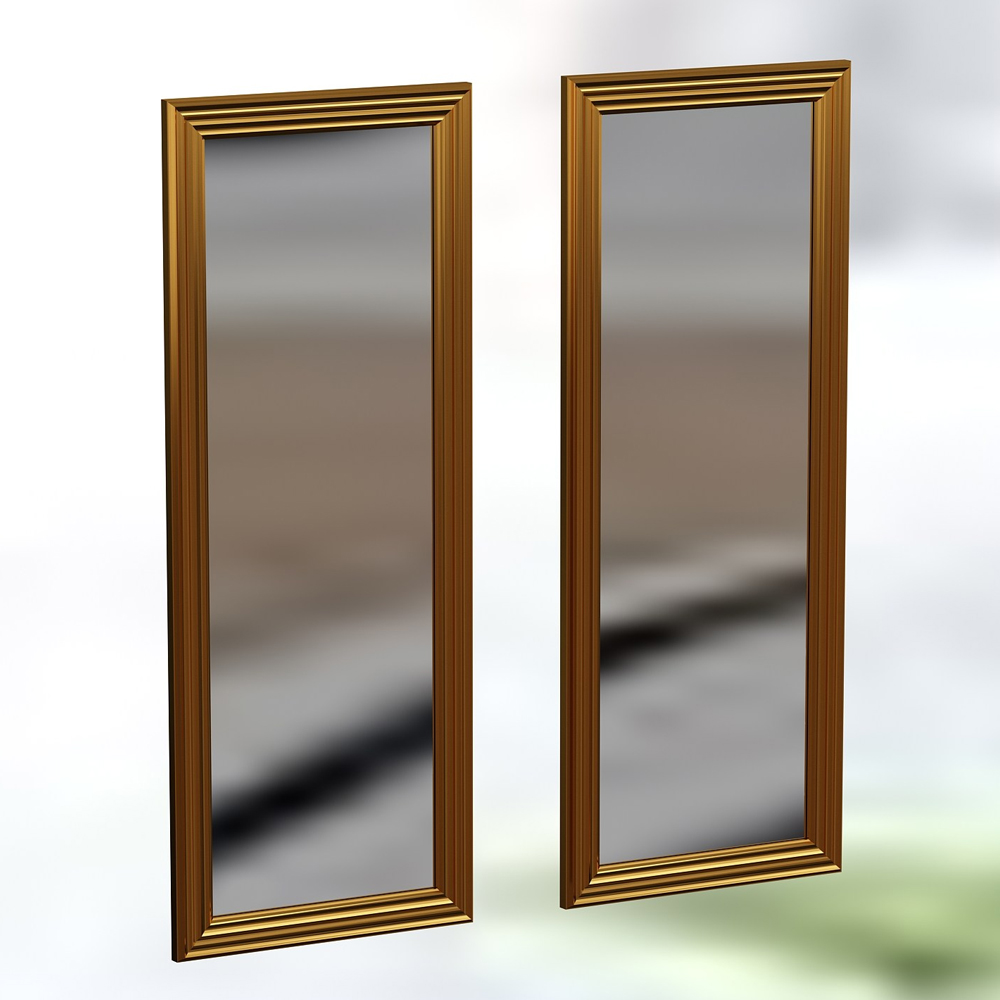 Candy Glass Set of 2 Wall Mirror with Gold Wooden Frame