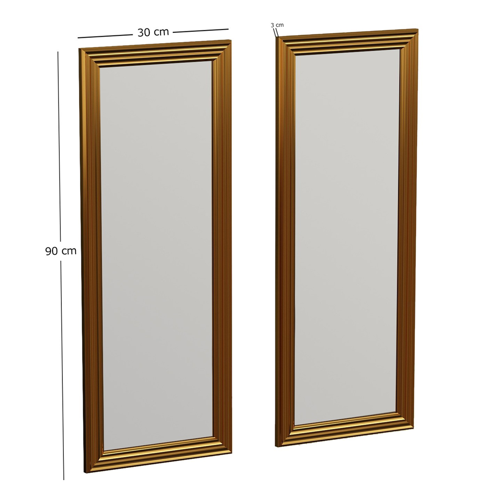 Candy Glass Set of 2 Wall Mirror with Gold Wooden Frame