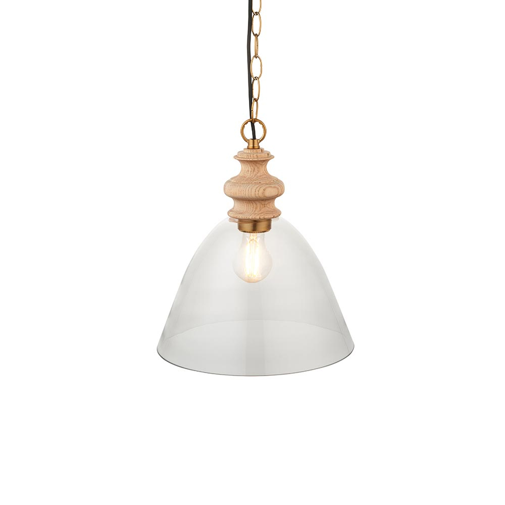 Caneadea Clear Glass Pendant Ceiling Light In Natural