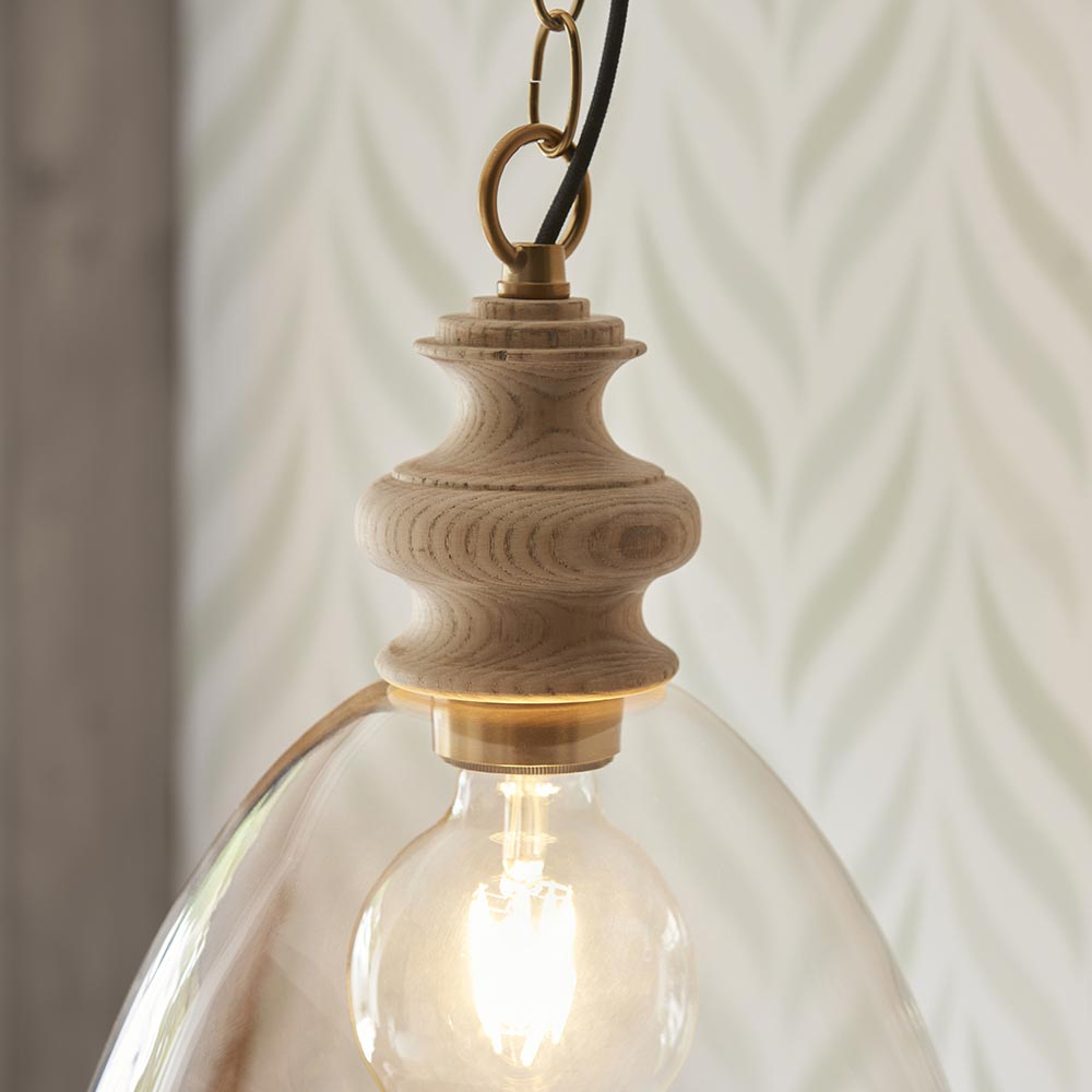 Caneadea Clear Glass Pendant Ceiling Light In Natural
