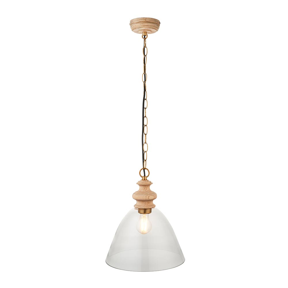 Caneadea Clear Glass Pendant Ceiling Light In Natural