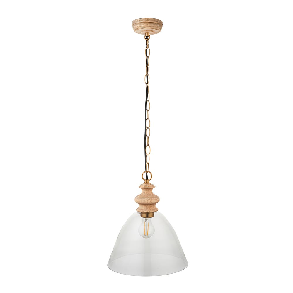 Caneadea Clear Glass Pendant Ceiling Light In Natural
