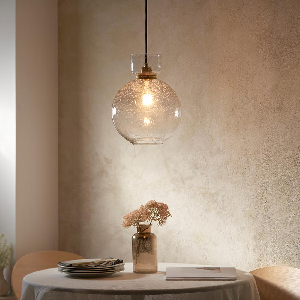 Read more about Caneadea clear glass round pendant ceiling light in brass