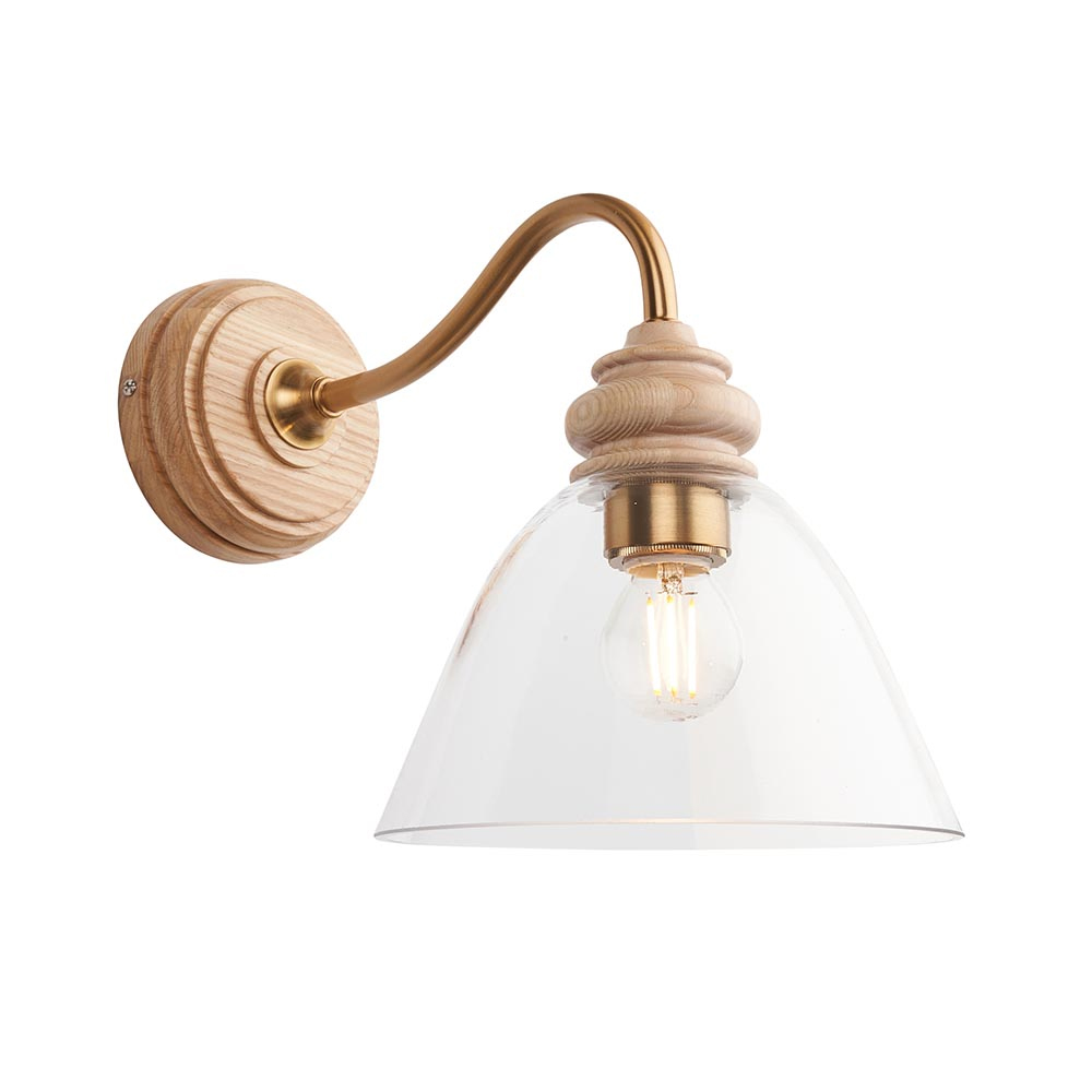 Caneadea Clear Glass Wall Light In Natural