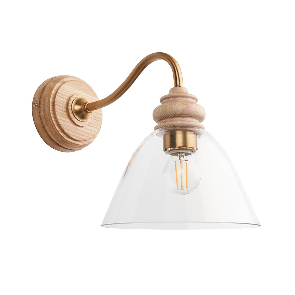 Caneadea Clear Glass Wall Light In Natural