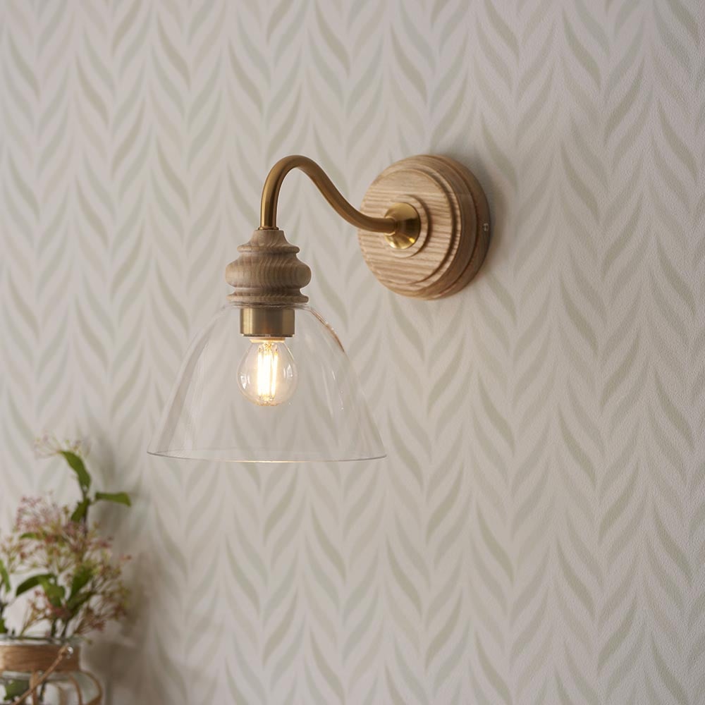 Read more about Caneadea clear glass wall light in natural