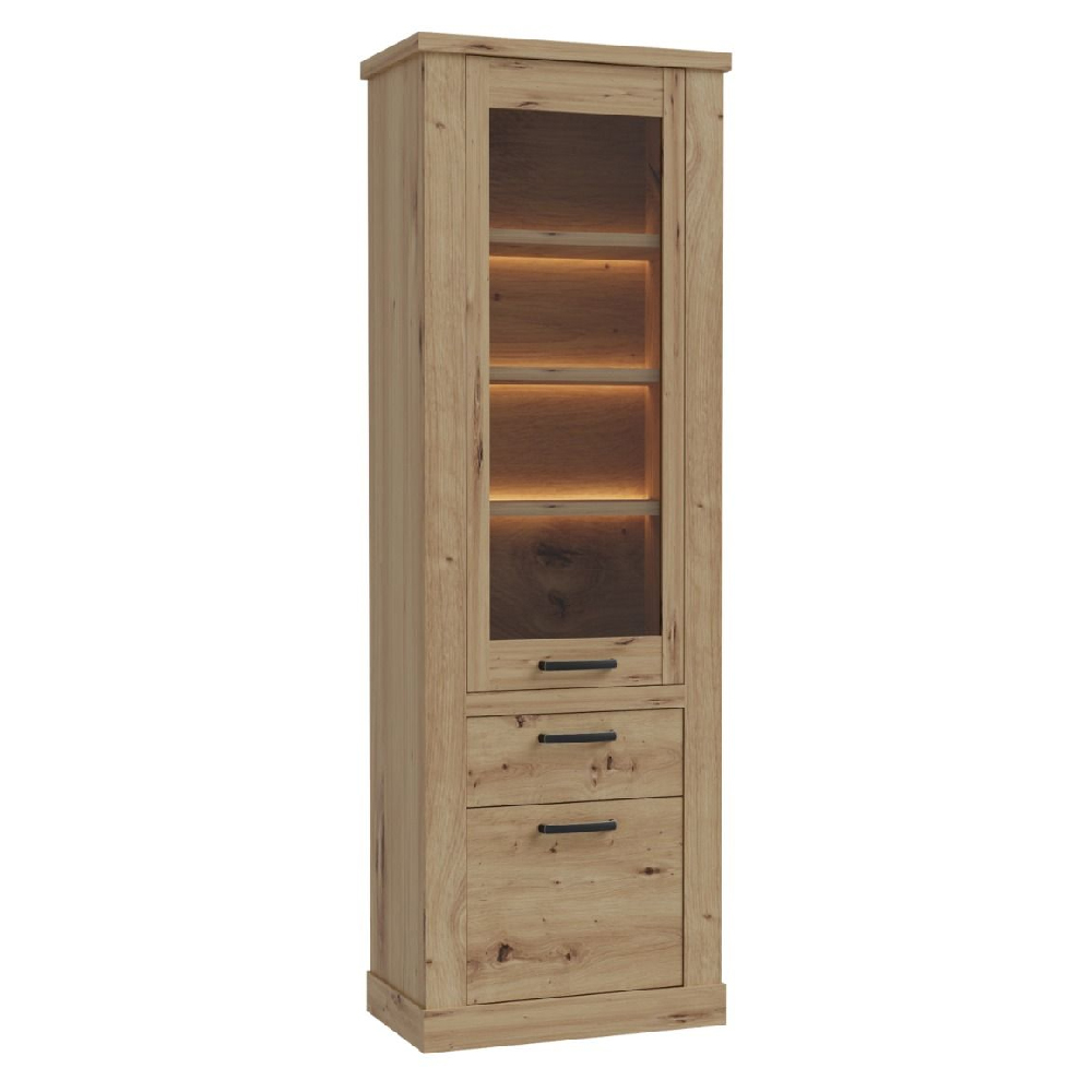 Caneadea LED Wooden Display Cabinet With 2 Doors In Artisan Oak